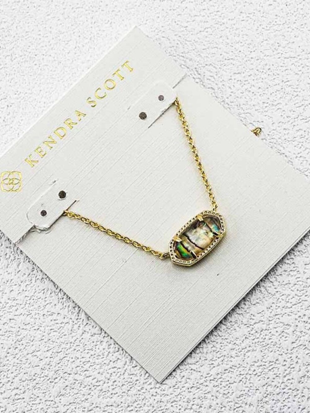 Kendra Scott Gold Necklace with Iridescent Abalone Pendant
